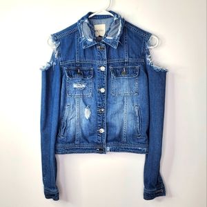 Hidden Denim Jean Jacket Distressed Women Small
